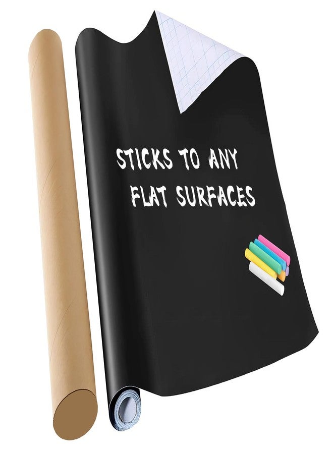 WallDesign Black Chalkboard Roll - 16inx4ft Sticker for Any Surface - for Office, Home, Study, Planning, Work - with Chalk-Self-Adhesive - Image 1