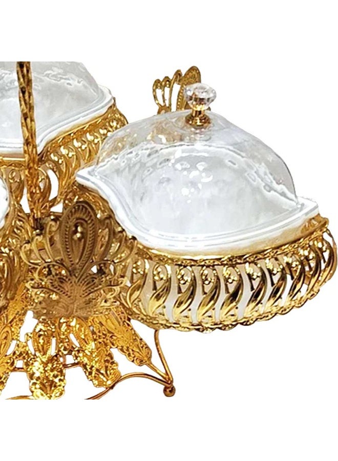 Luxury Gold-Plated Fruit & Snack Serving Tray Elegant Multi-Compartment Dessert & Appetizer Stand - Image 3