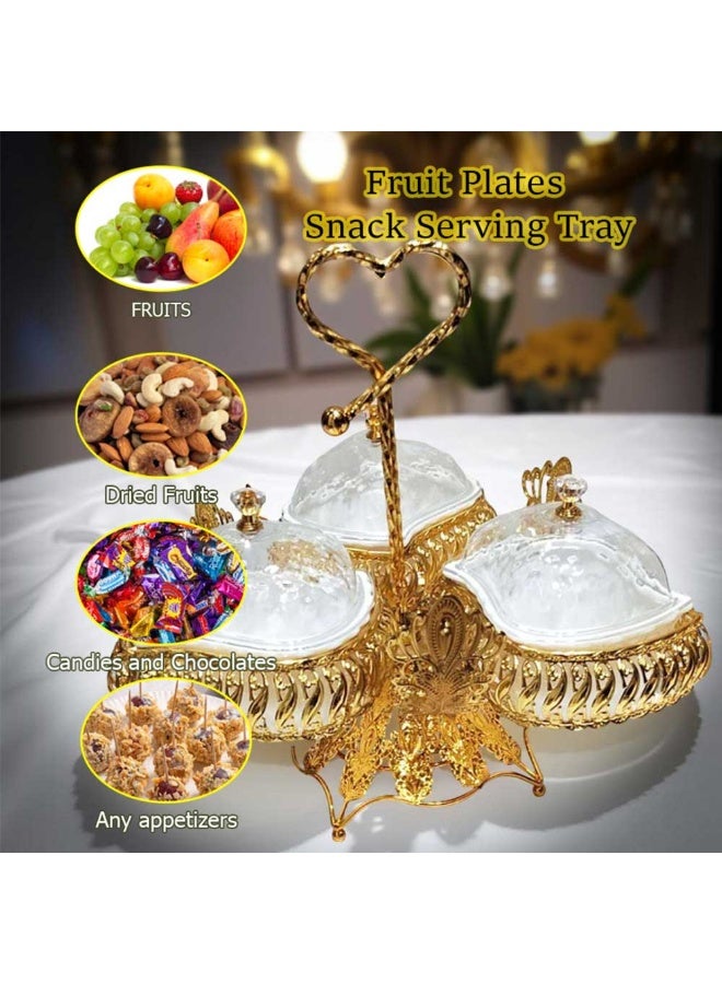 Luxury Gold-Plated Fruit & Snack Serving Tray Elegant Multi-Compartment Dessert & Appetizer Stand - Image 4