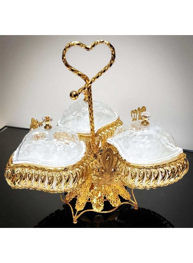 Luxury Gold-Plated Fruit & Snack Serving Tray Elegant Multi-Compartment Dessert & Appetizer Stand - Image 2