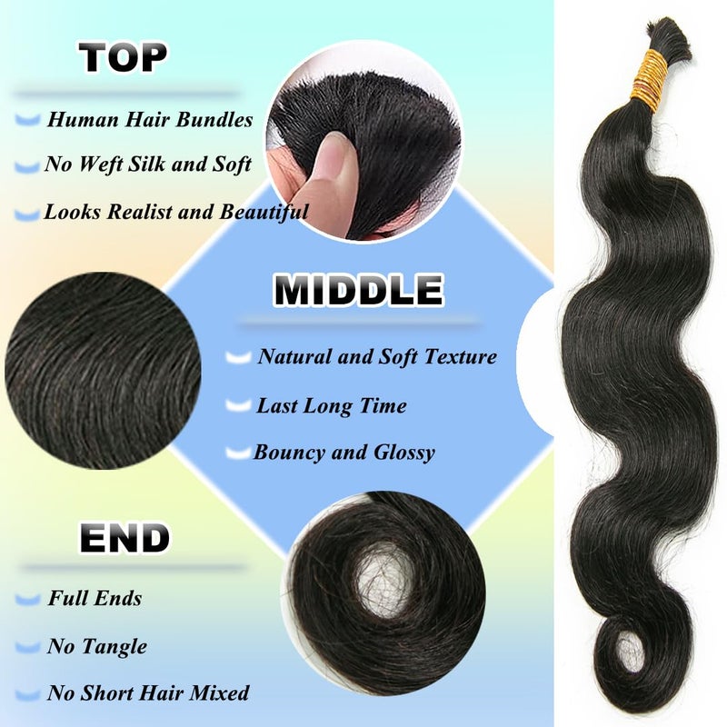 Y WIGS YWIGS Body Wave Human Braiding Hair for Boho Braids 50G No Weft Virgin Human Hair Bulk Human Hair for Braiding 20inch - Image 3