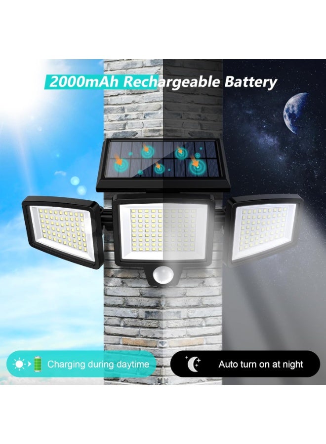 Solar Outdoor Lights 1500LM 210 LED Security Lights with Remote Control,3 Heads Motion Sensor Lights, IP65 Waterproof,270° Wide Angle Flood Wall Lights with 3 Modes - Image 4