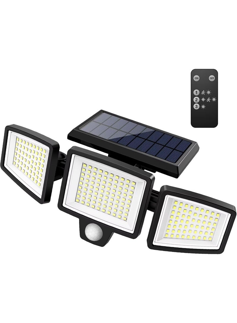 Solar Outdoor Lights 1500LM 210 LED Security Lights with Remote Control,3 Heads Motion Sensor Lights, IP65 Waterproof,270° Wide Angle Flood Wall Lights with 3 Modes - Image 1