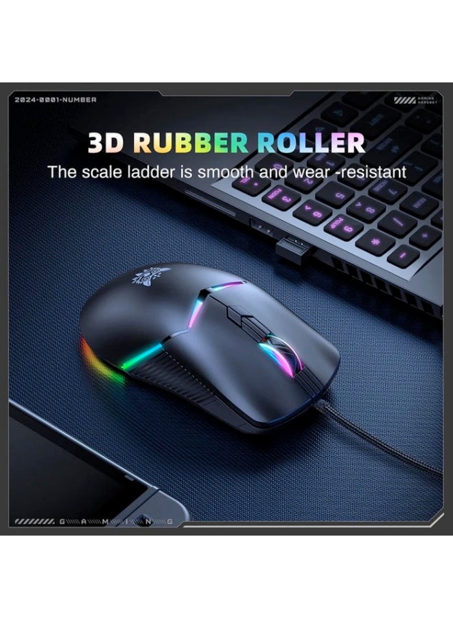 onikuma CW929 Wired Gaming Mouse, Black - Image 4