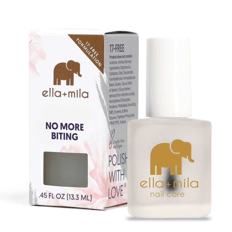 ella mila ella+mila No More Biting Nail Polish - Bitter Taste Nail Biting Treatment for Kids & Adults - Stop Thumb Sucking Deterrent - Finger Biter Prevention (0.45 fl oz) - Image 1