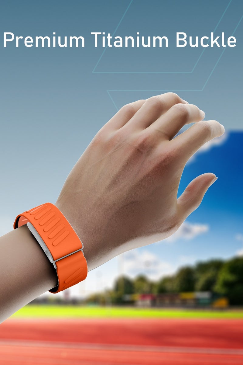 Moxedo Comfort Durable Whoop 5.0 Band Soft-Touch Silicone Replacement Wrist Strap–Flexible, Waterproof Watch Band for Men & Women, Lightweight, Skin-Friendly with U-Shaped Connector - Orange - Image 4