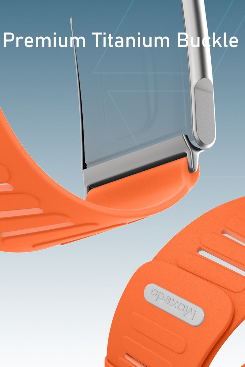 Moxedo Comfort Durable Whoop 5.0 Band Soft-Touch Silicone Replacement Wrist Strap–Flexible, Waterproof Watch Band for Men & Women, Lightweight, Skin-Friendly with U-Shaped Connector - Orange - Image 2