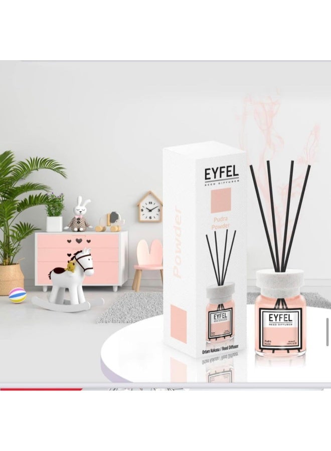 معطر جو إيڤيل برائحة البودرة 120 مل - موزع عطر منزلي طويل الأمد بزيوت عطرية طبيعية مع أعواد عطرية للمنزل والمكتب وغرفة النوم والحمام - Image 3
