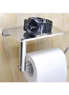 Monarch bizcom impex Monarch Bizcom Impex Chrome Toilet Paper Holder with Mini Shelf Rack Stylish SpaceSaving WallMounted Bathroom Accessory Modern Toilet Roll Holder with Shelf for Organized Bathrooms Pack of 1  - Image 2