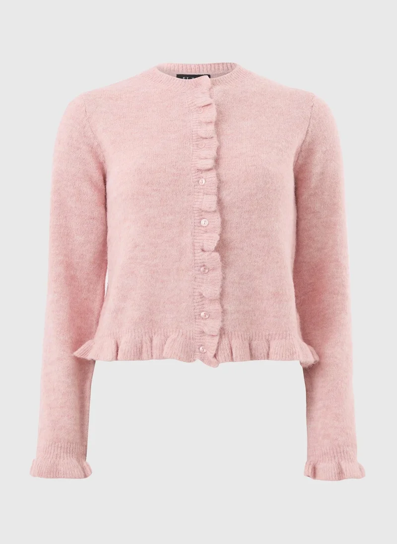 Matalan Et Vous Pink Ruffle Cardigan