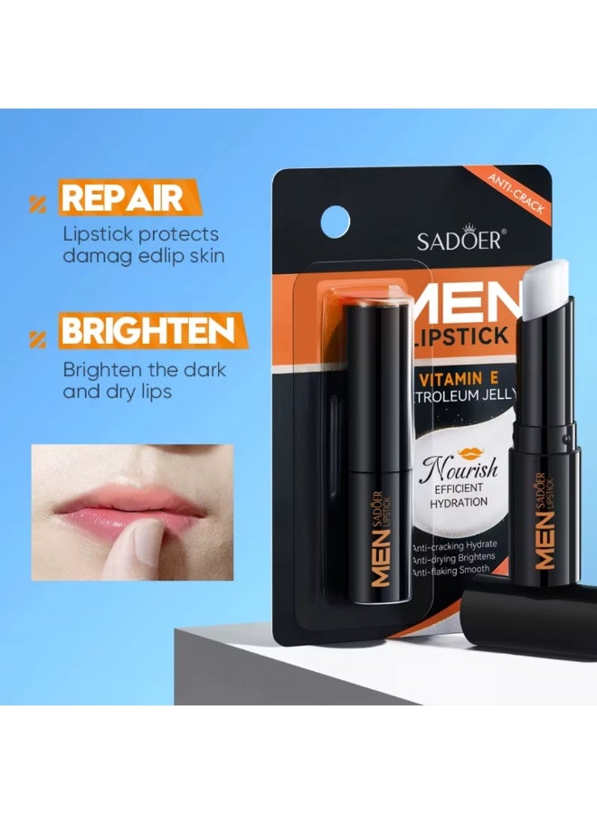 SADOER Vitamin E Men Lip Balm Nourishing Hydrating Anti-cracking Hydrate Anti-drying Brightens Anti-flaking Smooth Moisturizing Petroleum Jelly Vitamin E Lip Balm 2.7G - Image 2
