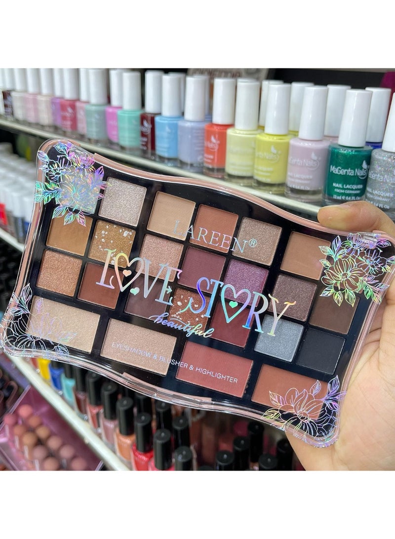 لارين لوحة مكياج "قصة حب" ظلال عيون وأحمر خدود وهايلايتر - ٢٥ لونًا - Image 2