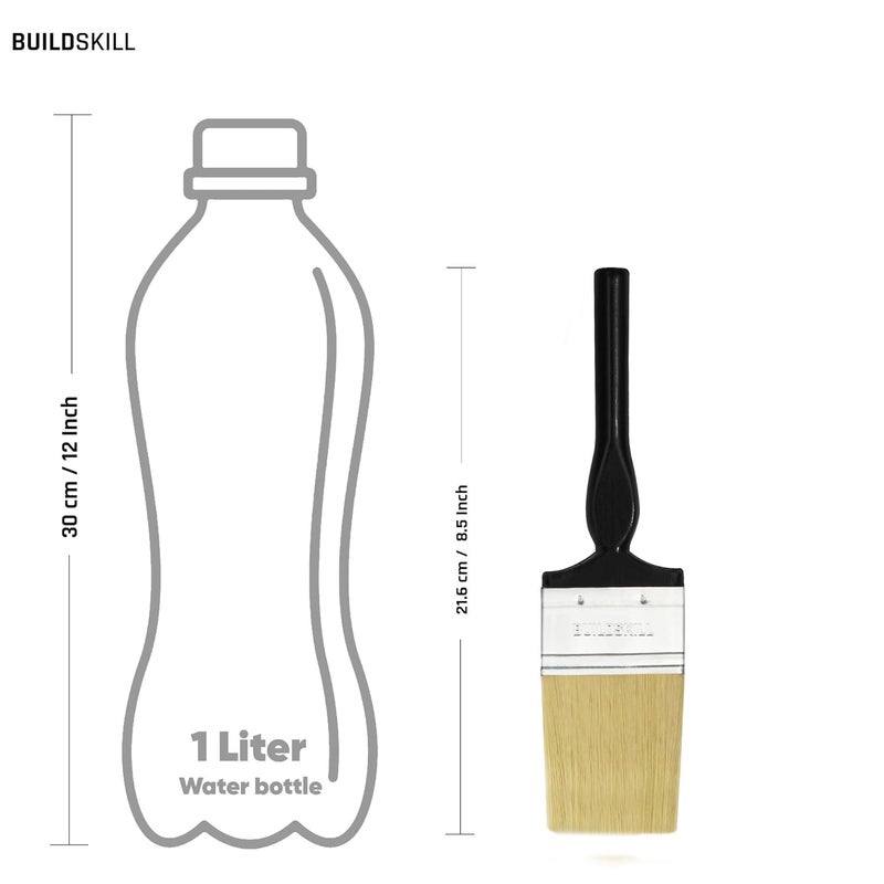 BUILDSKILL طقم فرشاة طلاء 2 قطعة | حجم 2" | فرشاة طلاء شعيرات ناعمة للجدران | طقم فرش طلاء متين وسميك للنوافذ والأبواب | لمسة ناعمة | فرش طلاء للاستخدام الشخصي والمهني - Image 2