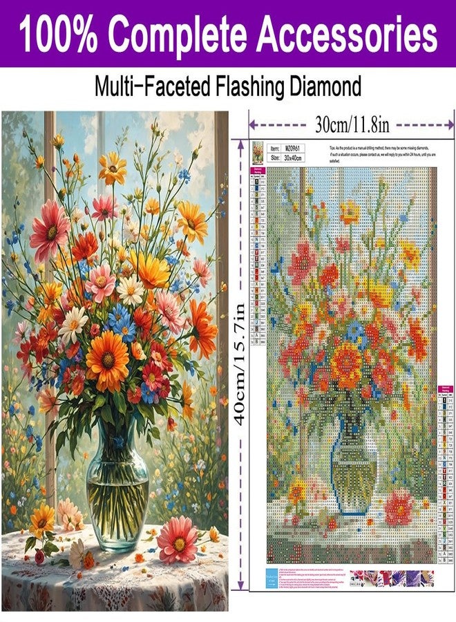 croshom Diamond Art Kits for Adults - Flowers Diamond Art Painting Kits for Adults Beginners, 5D Full Drill Diamonds Painting Crafts for Home Wall Decor 11.8x15.7in, Flowers Vase - Image 4