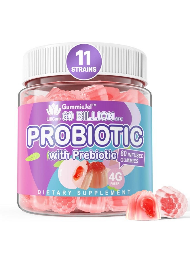 EnvyDeal Sugar Free Probiotic Gummies 60 Billion CFU 11 Strains with Prebiotics Fiber, Probiotics Filled Gummies for Women Men Digestive Health, Peach Flavor, Supports Constipation, Diarrhea, Gas & Bloating - Image 1