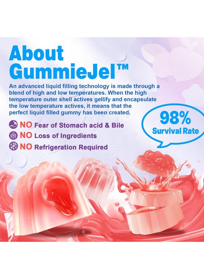 EnvyDeal Sugar Free Probiotic Gummies 60 Billion CFU 11 Strains with Prebiotics Fiber, Probiotics Filled Gummies for Women Men Digestive Health, Peach Flavor, Supports Constipation, Diarrhea, Gas & Bloating - Image 4