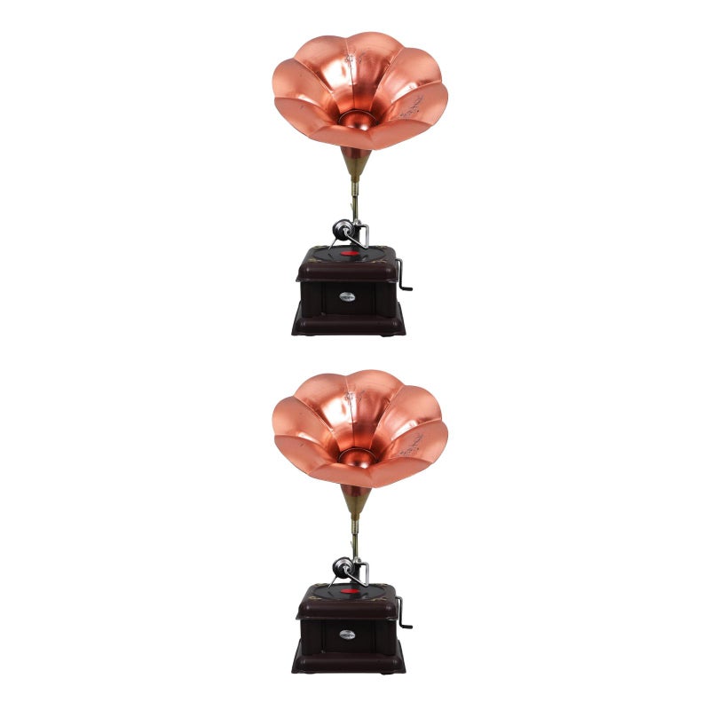 2pcs Retro Phonograph Music Box Hand- Music Box Mechanism Diy Romantic Transport Wood Color For Home Decor - Image 1