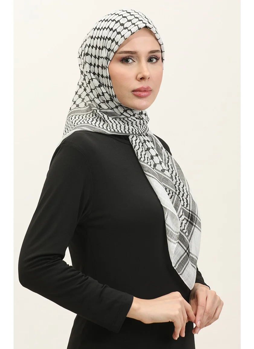 Sefa Merve Palestinian Keffiyeh Scarf 1001-01 White