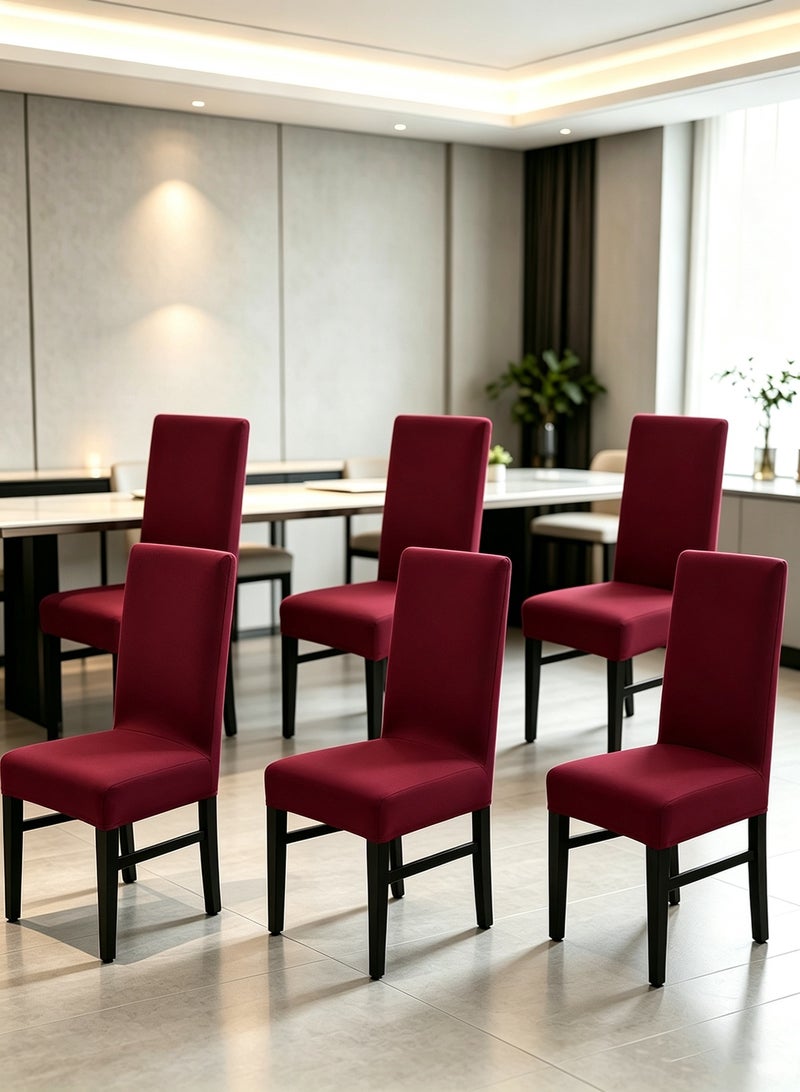 Dining Chair Covers, Set of 6, Removable Washable Solid Stretch Chair Slipcovers, Four Seasons Universal Chair Protector Covers for Kitchen, Dining Room, Hotel, Banquet - Image 1