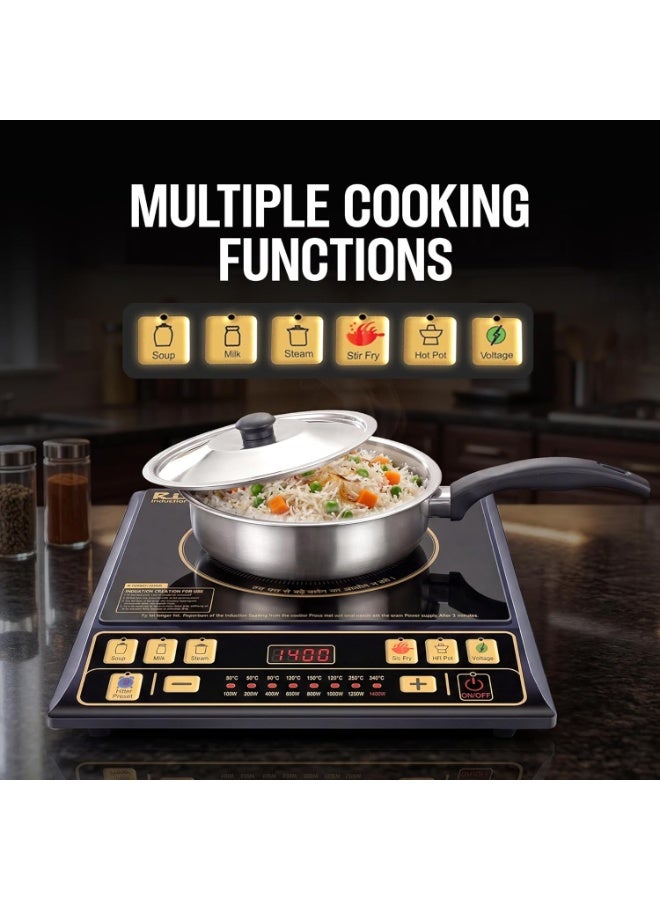 Rico BIS-ISI Certified induction stove with Free Vessel & Lid | 3 Yr Replacement Warranty on Coil | Milk Boil Mode with Timer | Fast Heating | Power Saving | 4KVA High Voltage Protection. - Image 4