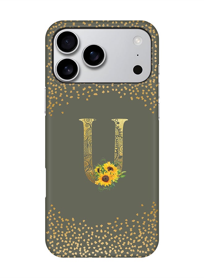 Stylizedd For iPhone 17 Pro Max,Case, [Compatible with MagSafe] Magnetic cover Slim fit Protection Matte, - Custom Floral Monogram - U  (Olive Green )