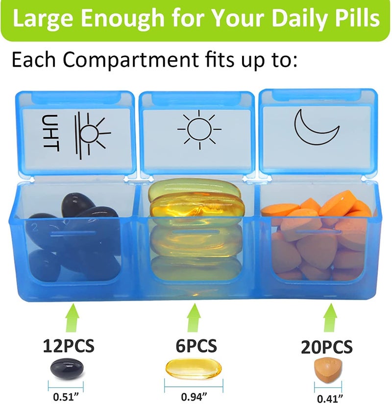 Kienlix Weekly Pill Organizer 3 Times A Day – 7 Day Pill Box – Non-BPA Food Grade Plastic – Lightweight and Travel Friendly – Ideal Pill Case for Supplements, Vitamin, Medication - Image 3