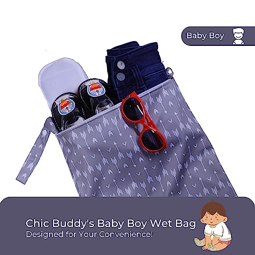 Chic Buddy Waterproof Wet Bag, Swimming Bag for Kids and Adults - Reusable Dry Bag for Travel, Beach, Pool, Gym, Diapers, Wet Swimsuits, Toiletries (Chevron, 30x40cm,Single Compartment) - Image 3