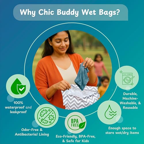 Chic Buddy Waterproof Wet Bag, Swimming Bag for Kids and Adults - Reusable Dry Bag for Travel, Beach, Pool, Gym, Diapers, Wet Swimsuits, Toiletries (Chevron, 30x40cm,Single Compartment) - Image 5