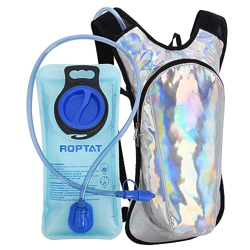 Roptat Hydration Backpack Pack with 2L Hydration Bladder - Lightweight Water Backpack Daypack Pouch for Women Men Running Riding Biking (Black) (Sliver-Laser) - Image 1