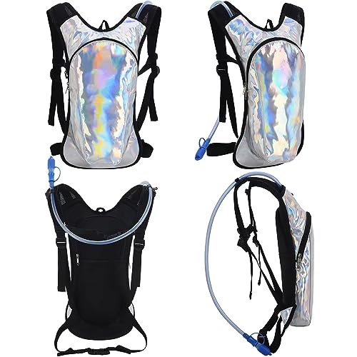 Roptat Hydration Backpack Pack with 2L Hydration Bladder - Lightweight Water Backpack Daypack Pouch for Women Men Running Riding Biking (Black) (Sliver-Laser) - Image 2