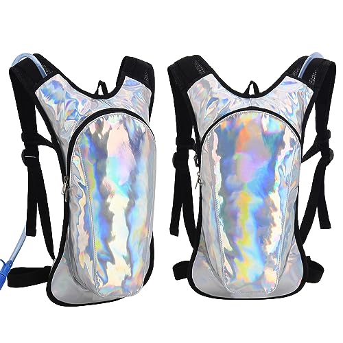 Roptat Hydration Backpack Pack with 2L Hydration Bladder - Lightweight Water Backpack Daypack Pouch for Women Men Running Riding Biking (Black) (Sliver-Laser) - Image 3