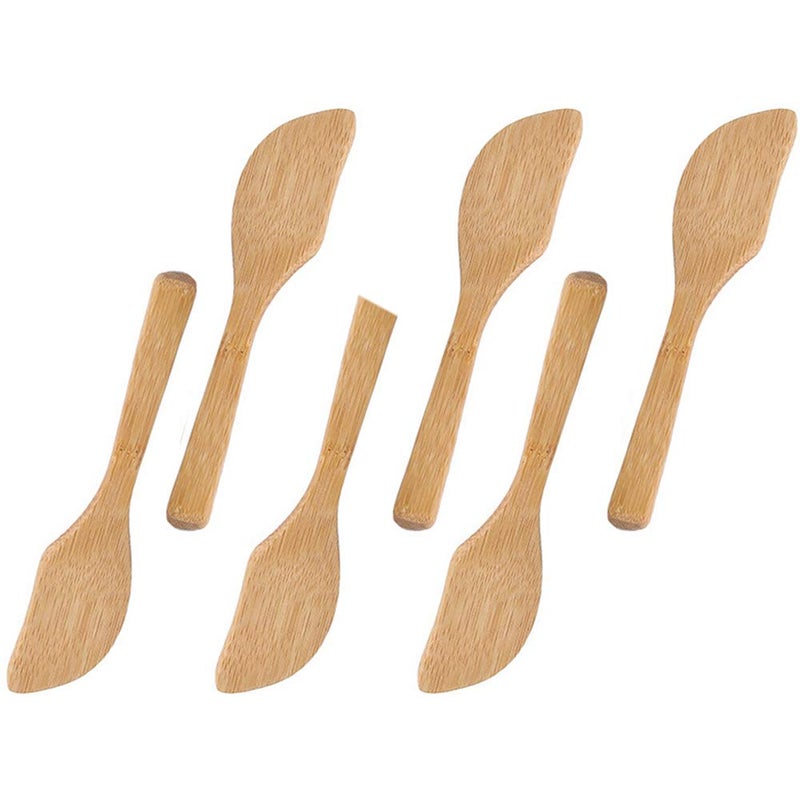 luzen 6Pcs Bamboo Butter Knife Spreader Spatula Kitchen Gadgets for Sandwich Cream Cheese Bread Bakery Cake Jam Butter - Image 1