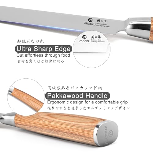 imarku Chef Knife - Pro Kitchen Knife 8 Inch Chef's Knives Japanese SUS440A Stainless Steel Sharp Paring Knife with Ergonomic Handle, Golden Handle, Birthday Gifts for Men and Women,Gyutou Knives - Image 4