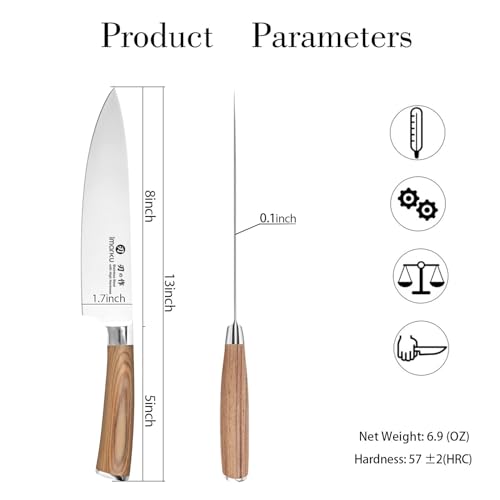 imarku Chef Knife - Pro Kitchen Knife 8 Inch Chef's Knives Japanese SUS440A Stainless Steel Sharp Paring Knife with Ergonomic Handle, Golden Handle, Birthday Gifts for Men and Women,Gyutou Knives - Image 5
