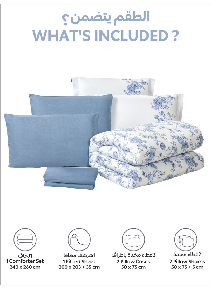 Donetella Bedding Comforter Set King Size, 6-Pcs Bed Set Fits 200x200 Cms -Printed Bedding Set-All Season- Brushed Microfiber (طقم مفرش سرير فندقي)  - Image 5