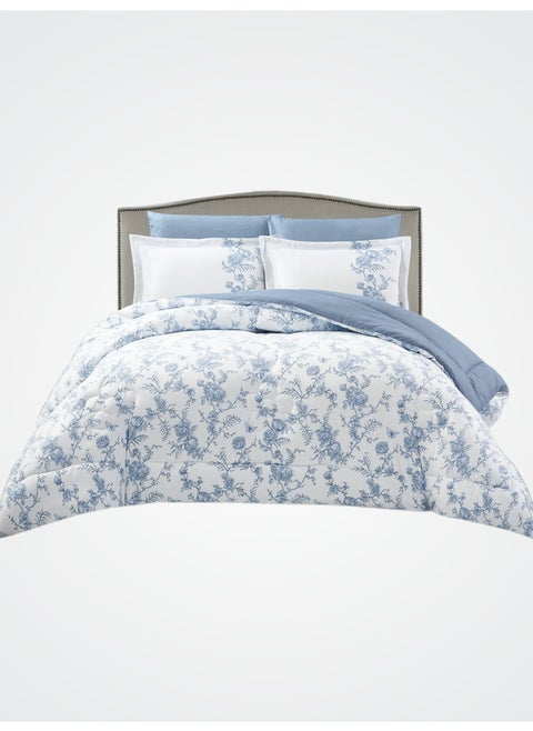 Bedding Comforter Set King Size, 6-Pcs Bed Set Fits 200x200 Cms -Printed Bedding Set-All Season- Brushed Microfiber (طقم مفرش سرير فندقي)