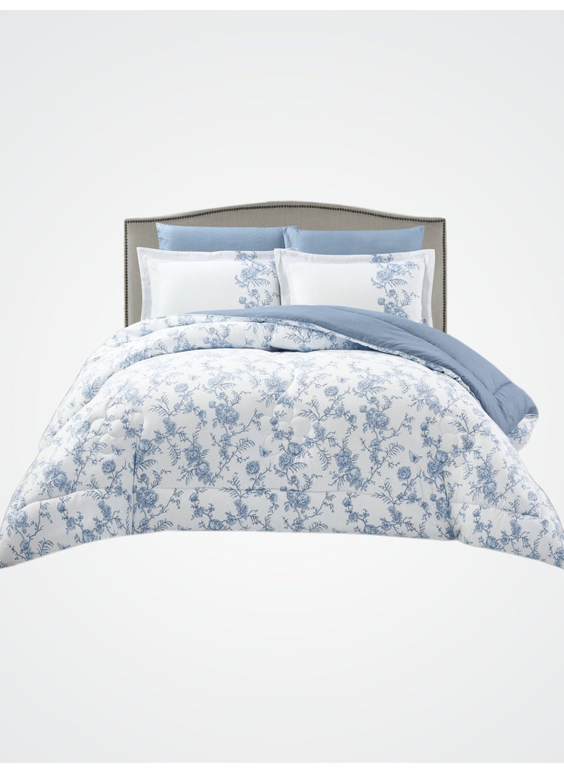 Donetella Bedding Comforter Set King Size, 6-Pcs Bed Set Fits 200x200 Cms -Printed Bedding Set-All Season- Brushed Microfiber (طقم مفرش سرير فندقي)  - Image 1