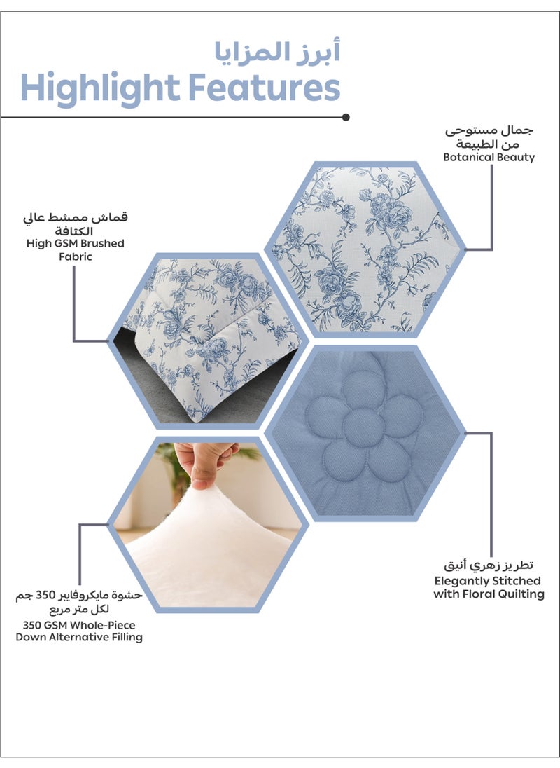 Bedding Comforter Set King Size, 6-Pcs Bed Set Fits 200x200 Cms -Printed Bedding Set-All Season- Brushed Microfiber (طقم مفرش سرير فندقي)