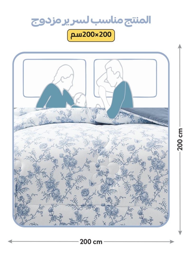 Donetella Bedding Comforter Set King Size, 6-Pcs Bed Set Fits 200x200 Cms -Printed Bedding Set-All Season- Brushed Microfiber (طقم مفرش سرير فندقي)  - Image 4