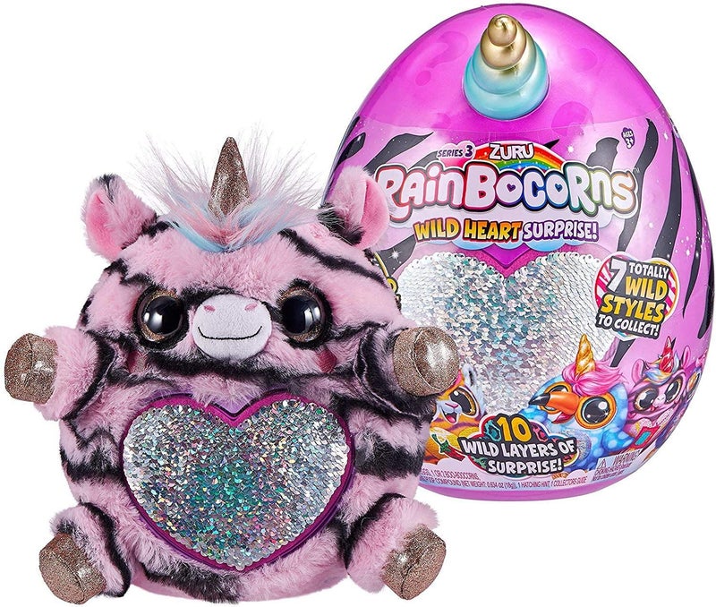 Rainbocorns Wild Heart Surprise Zebra - 11" Collectible Plush Stuffed Animal - 10 Layers of Surprises, Unicorn Slime Mix, Nail Decals, Sparkle Sequin, Ages 3+ by ZURU - Image 1