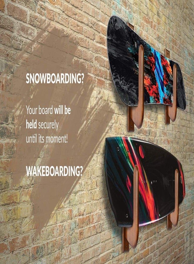 TESLYAR Surfboard Wall Mount - Wooden Surfboard Rack for Wall Storage - Solid Wood Hooks for Surfboard, Snowboard, Paddle Board & Wakeboard - Classic Style - Image 5
