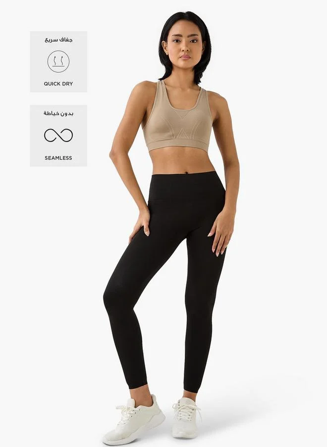 ADOT by Splash Textured Scoop Neck Sports Bra with Removable Pads and Racerback