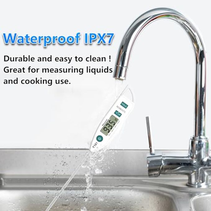 BOMATA Waterproof Ipx7 Thermometer For Water, Liquid, Candle And Cooking. Instant Read Food Thermometer With Long Probe For Cooking, Meat, Bbq! T101 White - Image 5