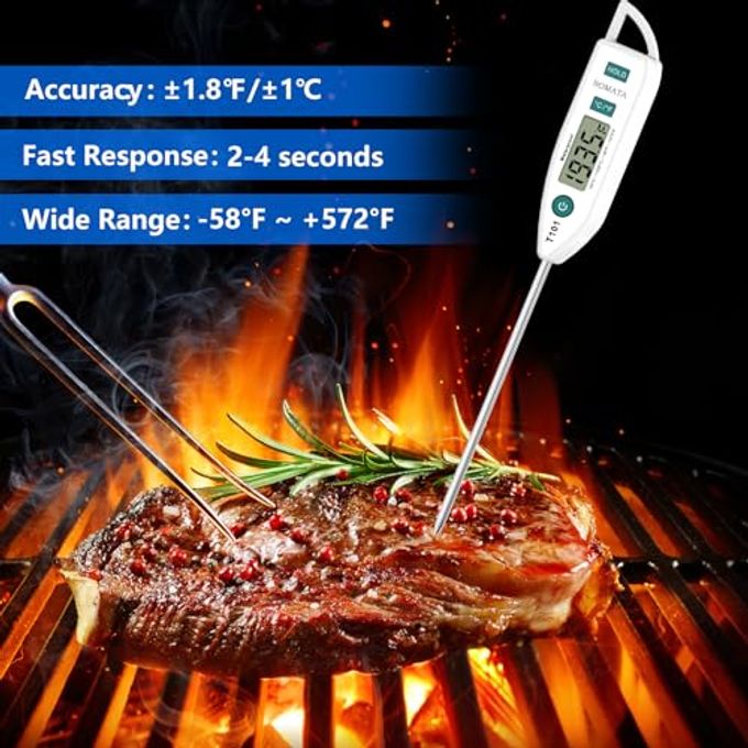 BOMATA Waterproof Ipx7 Thermometer For Water, Liquid, Candle And Cooking. Instant Read Food Thermometer With Long Probe For Cooking, Meat, Bbq! T101 White - Image 3