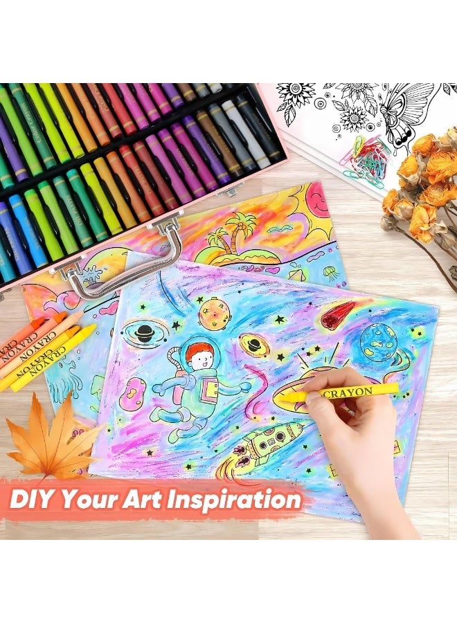 الحلم 150 قطعة من لوازم الفنون الجميلة مجموعة أدوات الرسم للفتيات والفتيان والمراهقين، صندوق خشبي لمجموعة أدوات التلوين، أقلام تلوين وأقلام رصاص ملونة للفنانين الصغار - Image 5