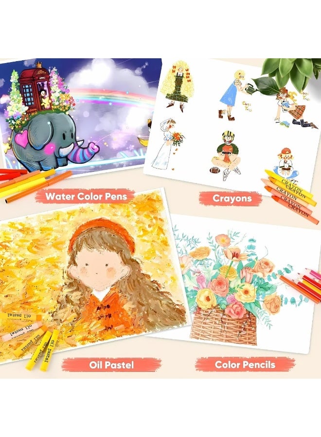 الحلم 150 قطعة من لوازم الفنون الجميلة مجموعة أدوات الرسم للفتيات والفتيان والمراهقين، صندوق خشبي لمجموعة أدوات التلوين، أقلام تلوين وأقلام رصاص ملونة للفنانين الصغار - Image 2