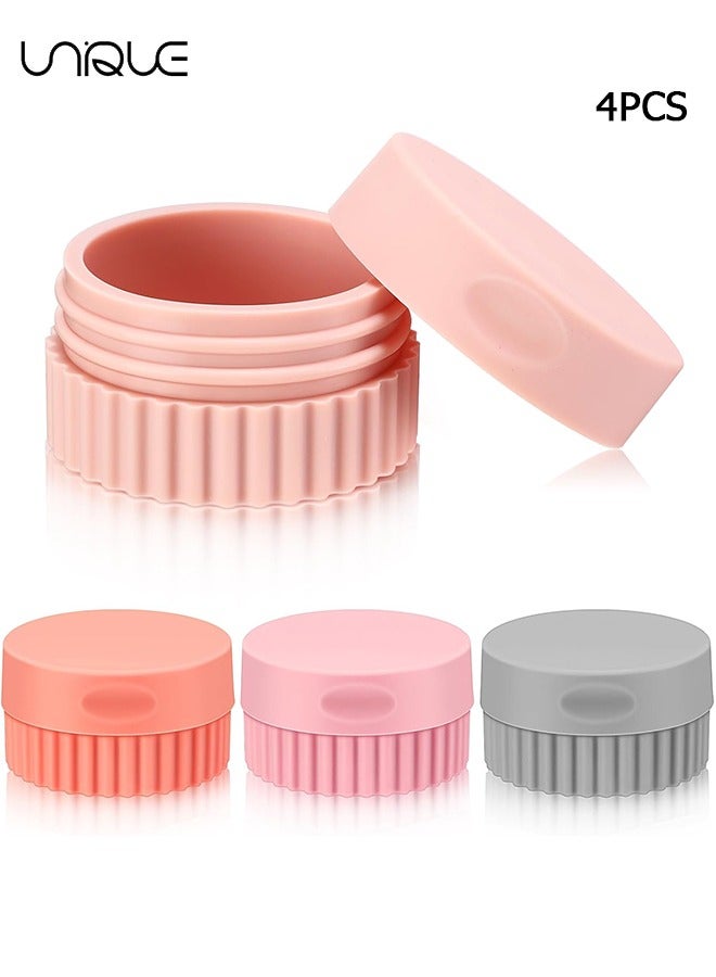 Unique 4 Pcs Travel Containers for Toiletries 0.68 oz Small Silicone Cream Jars with Plastic Cap Lids Small Travel Size Empty Makeup Containers Leak Proof for Cosmetic Body Hand Skin Cream Bottles (Elegant Color) - Image 1