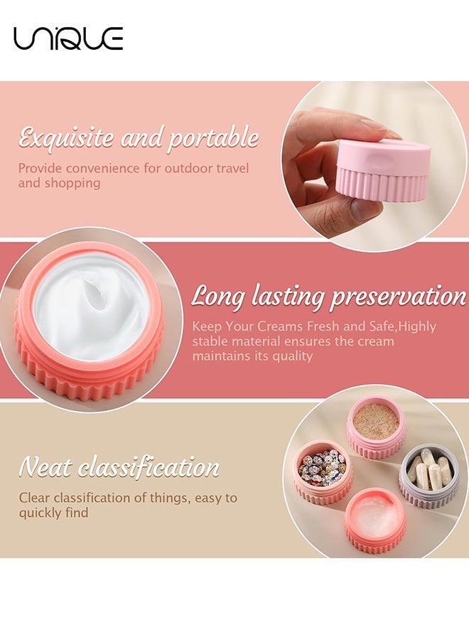 Unique 4 Pcs Travel Containers for Toiletries 0.68 oz Small Silicone Cream Jars with Plastic Cap Lids Small Travel Size Empty Makeup Containers Leak Proof for Cosmetic Body Hand Skin Cream Bottles (Elegant Color) - Image 4