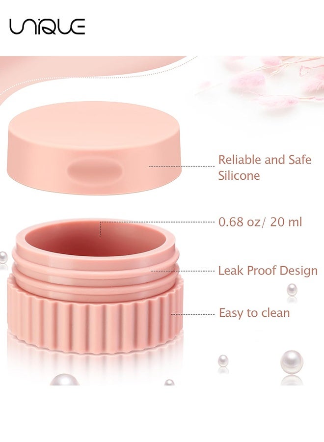 Unique 4 Pcs Travel Containers for Toiletries 0.68 oz Small Silicone Cream Jars with Plastic Cap Lids Small Travel Size Empty Makeup Containers Leak Proof for Cosmetic Body Hand Skin Cream Bottles (Elegant Color) - Image 3