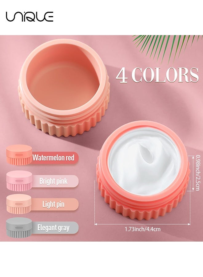Unique 4 Pcs Travel Containers for Toiletries 0.68 oz Small Silicone Cream Jars with Plastic Cap Lids Small Travel Size Empty Makeup Containers Leak Proof for Cosmetic Body Hand Skin Cream Bottles (Elegant Color) - Image 2